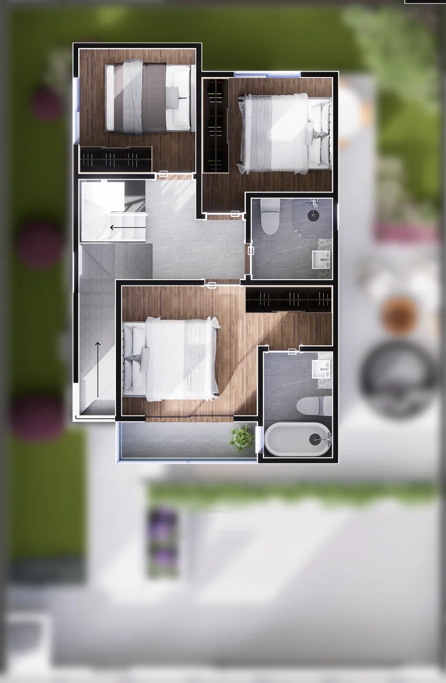 Casa 03 · 2º pavimento · 53,32 m²
