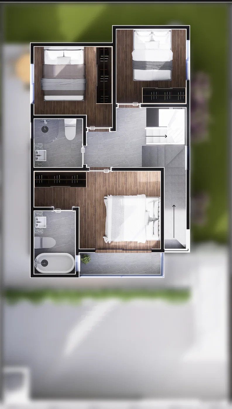 Casa 02 · 2º pavimento · 53,32 m²