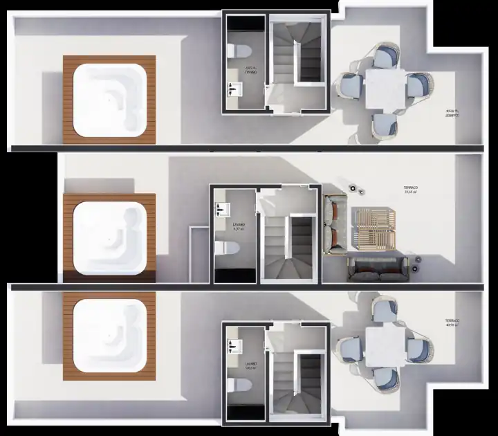 Terraço · as três casas com hidromassagem, área gourmet e lavabo de apoio